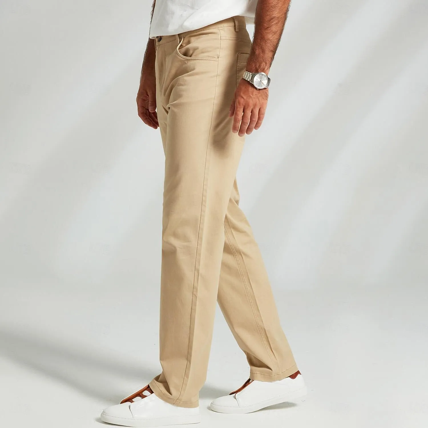 Cotton Side Pockets Straight Pants
