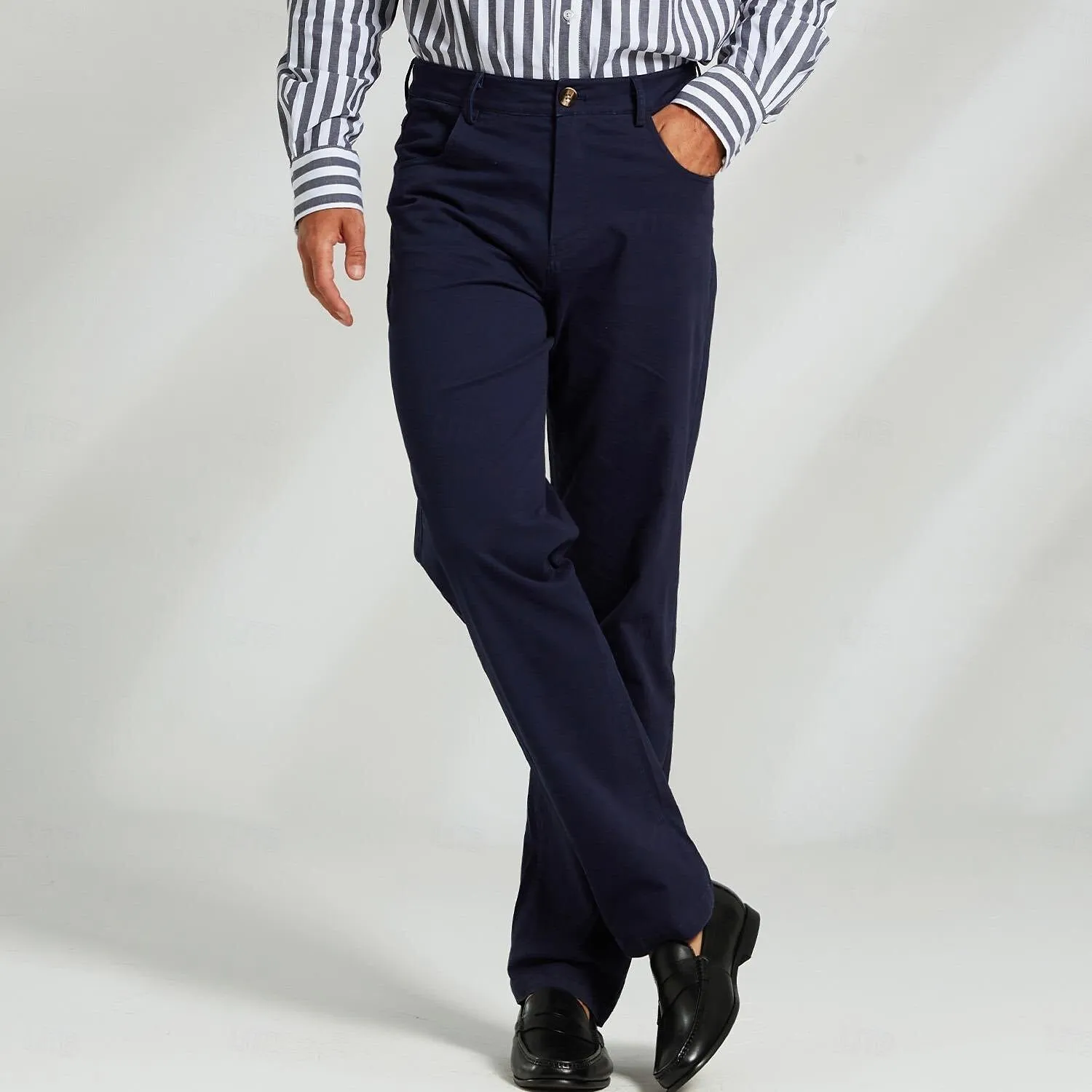 Cotton Side Pockets Straight Pants