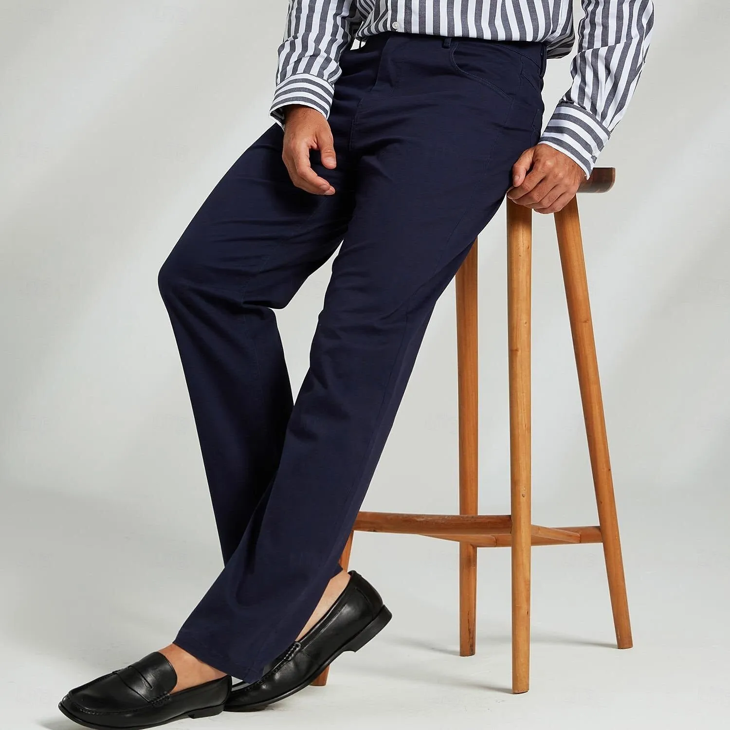 Cotton Side Pockets Straight Pants