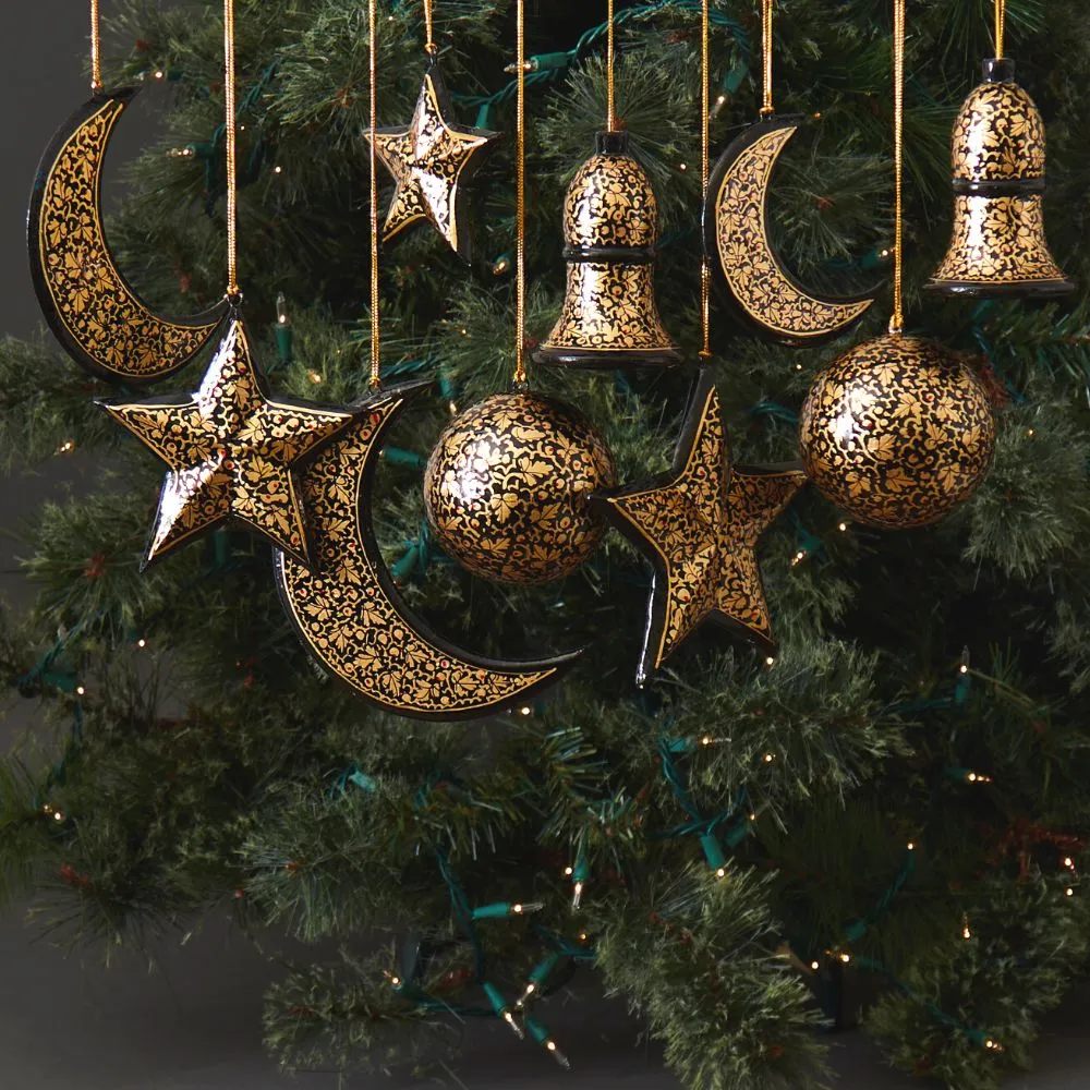 Gold Mistletoe Ball Ornament Set of 2