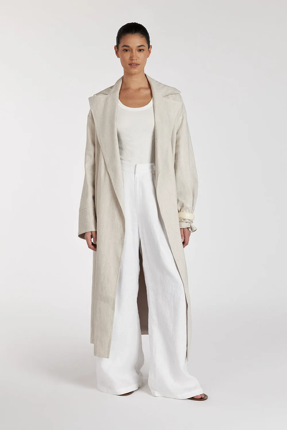 JOSEPHINA NATURAL LINEN BLEND TRENCH COAT