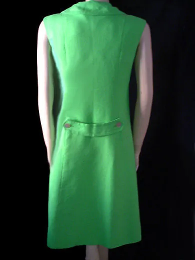 *VINTAGE I. MAGNIN LUSCIOUS LIME LINEN PRINCESS SEAMS - SPRING / SUMMER DRESS