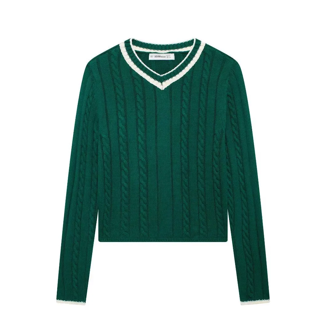 Voguable classy outfits men Autumn and Winter New V-neck Short Twist Sweater Sweater Coat